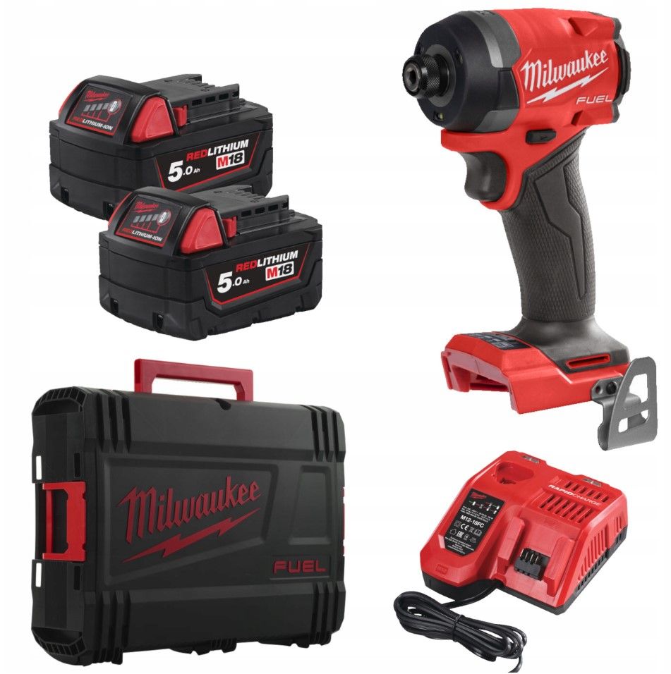 Шуруповерт ударний акумуляторний MILWAUKEE, M18 FID3-502X, 226Нм (зарядний пристрій M12-18 FC, 2 акумулятори М18 В5 5 Аг, кліпса (4933479865)