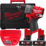 Дриль-шурупокрут акумуляторний безщітковий MILWAUKEE, M12 FDD2-602X (зарядний пристрій С12 С, 2 акумулятори М12 В6 6Аг, кліпса д (4933479875)