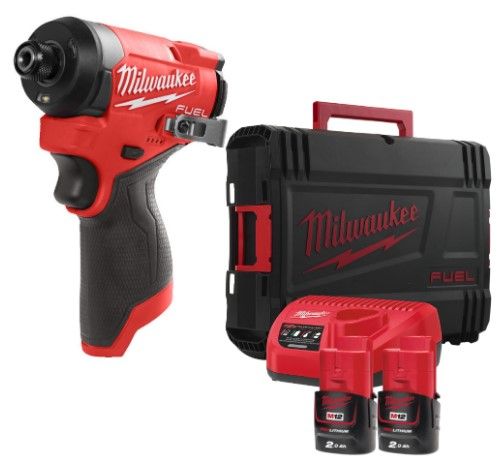 Шуруповерт ударний акумуляторний безщітковий 1/4'' HEX MILWAUKEE, M12 FID2-202Х, 170Нм (зарядний пристрій С12 С, 2 акумулятори М (4933479877)