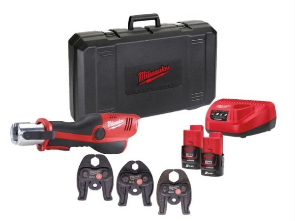 Обтискач гідравлічний акумуляторний для труб MILWAUKEE, M12 HPT-202C Geberit Mapress Set (зарядний пристрій С12 С, 2 акумулятори (4933480902)