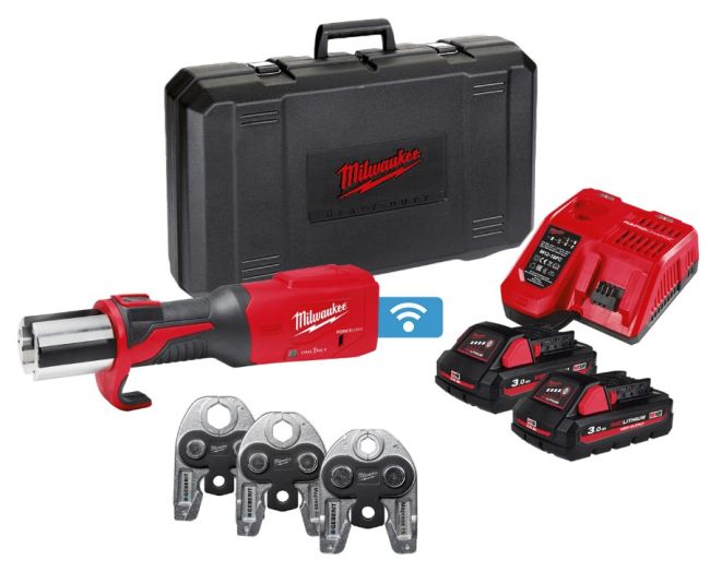 Обтискач гідравлічний акумуляторний для труб MILWAUKEE, M18 ONEBLHPT-302C Geberit Mapress Set (зарядний пристрій М12-18 FC, 2 ак (4933480904)