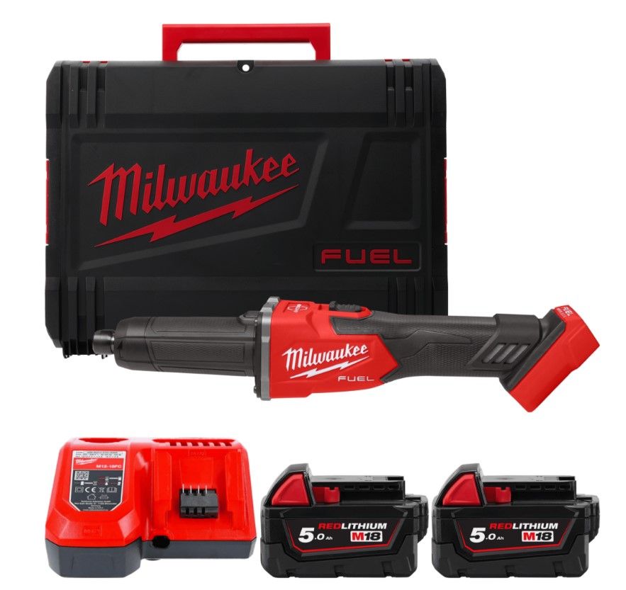 Шліфмашина пряма акумуляторна безщіткова MILWAUKEE, M18 FDGRB-502X, діаметр 6/8мм (зарядний пристрій М12-18 FC, 2 акумулятори М1 (4933480954)