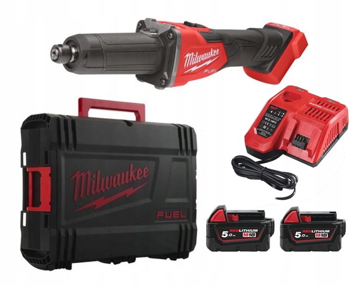 Шліфмашина пряма акумуляторна безщіткова MILWAUKEE, M18 FDGRB-502X, діаметр 6/8мм (зарядний пристрій М12-18 FC, 2 акумулятори М1 (4933480954)