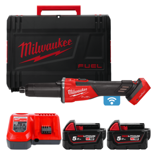 Шліфмашина пряма акумуляторна безщіткова MILWAUKEE, M18 FDGROVB-502X (зарядний пристрій M12-18 FC, 2 акумулятори М18 В5 5Аг, HDк (4933480956)