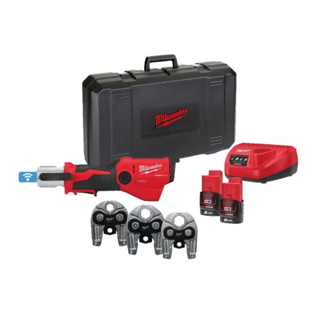 Обтискач гідравлічний акумуляторний для труб MILWAUKEE, M12 ONEHPT-202C MAPRESS SET (зарядний пристрій С12 С, 2 акумулятори М12 (4933481038)
