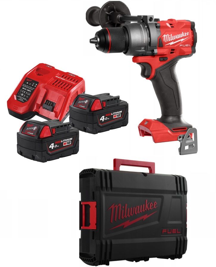 Дриль-шуруповерт з ударом акумуляторний безщітковий MILWAUKEE, M18 FPD3-402С, 158Нм (зарядний пристрій М12-18 С, 2 акумулятори М (4933492473)
