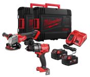 Набір акумуляторних інструментів Milwaukee M18FPP2E3-502X (ударний дриль M18 FPD3, кутова шліфувальна машина M18 FSAG125X, 2xаку (4933492516)