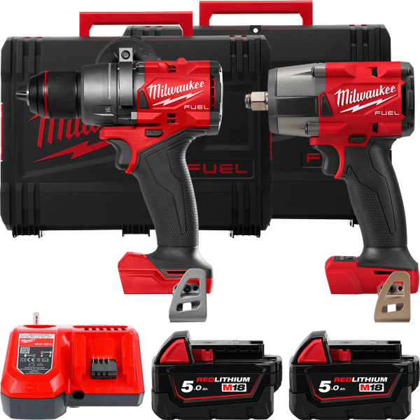 Набір акумуляторних інтрументів Milwaukee M18FPP2F3-502X (ударний дриль M18 FPD3, M18 FMTIW2F12 бездротовий ударний гайковерт 1/ (4933492518)