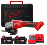 Шліфмашина кутова акумуляторна безщіткова MILWAUKEE, M18 BLSAG125X-402X, діаметр 125мм (зарядний.пристрій М12-18 С, 2 акумулятор (4933492644)