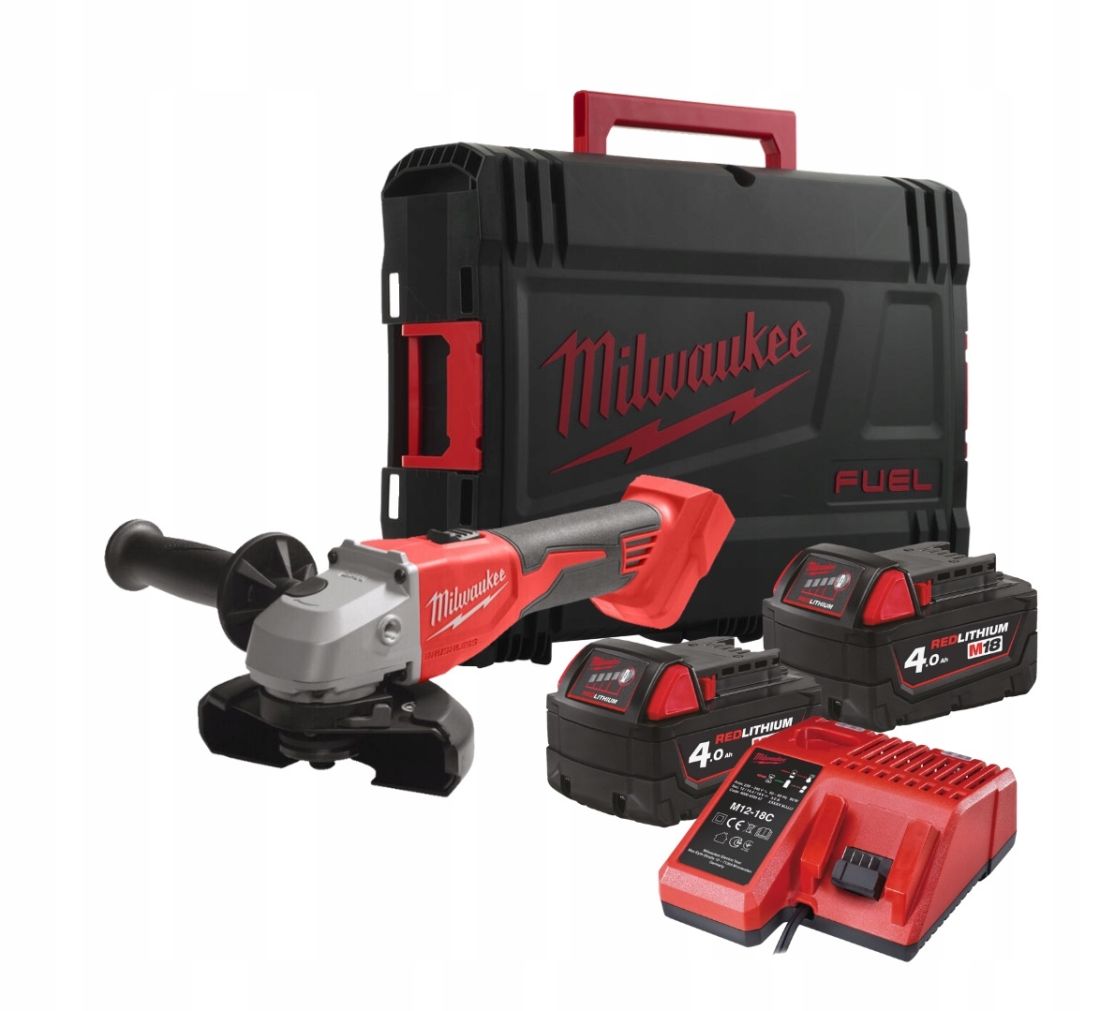 Шліфмашина кутова акумуляторна безщіткова MILWAUKEE, M18 BLSAG125X-402X, діаметр 125мм (зарядний.пристрій М12-18 С, 2 акумулятор (4933492644)