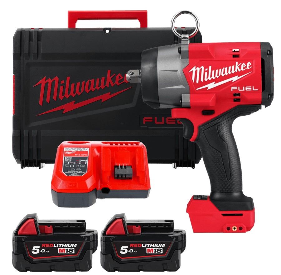 Гайковерт акумуляторний безщітковий 1/2'' MILWAUKEE, M18 FHIW2P12-502X, 1491Нм, з піном (зарядний пристрій M12-18 FC, 2 акумулят (4933492786)