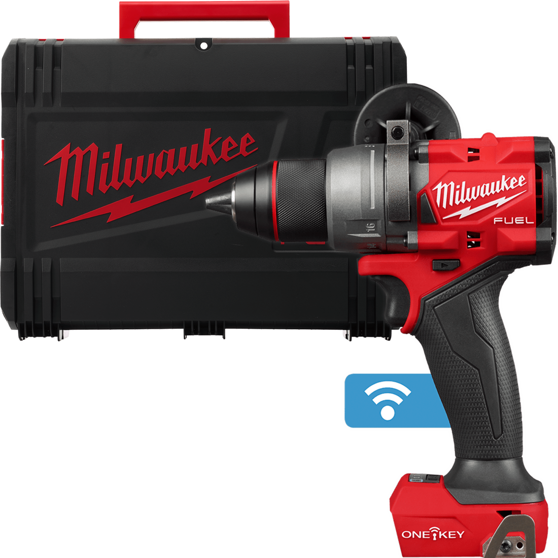 Дриль-шуруповерт з ударом акумуляторний безщітковий MILWAUKEE, M18 ONEPD3-0X, 158Нм (каркас, кліпса для ременя, бічна ручка, HDк (4933492798)