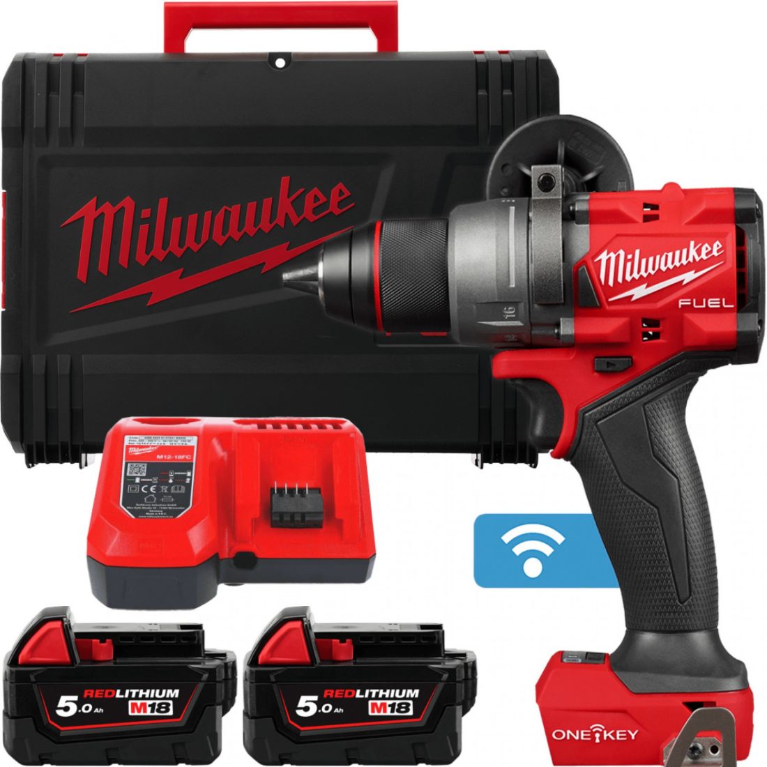 Дриль-шуруповерт акумуляторний безщітковий MILWAUKEE, M18 ONEDD3-502X,158Нм (зарядний пристрій М12-18 FC, 2 акумулятори М18 В5 5 (4933492802)