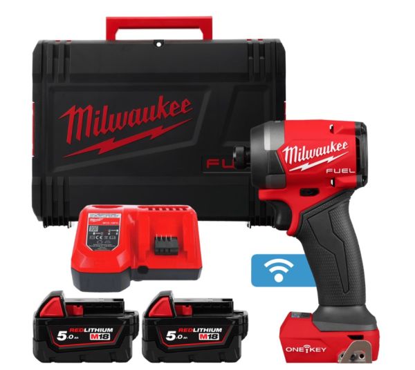 Шуруповерт ударний акумуляторний безщітковий 1/4" HEX MILWAUKEE, M18 ONEID3-502X, 226Нм (зарядний пристрій M12-18 FC, 2 акумулят (4933492804)