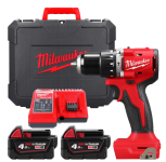 Дриль-шуруповерт з ударом акумуляторний безщітковий MILWAUKEE, М18 BLPDRC-402С, 60,5Нм (зарядний пристрій М12-18 С, 2 акумулятор (4933492824)