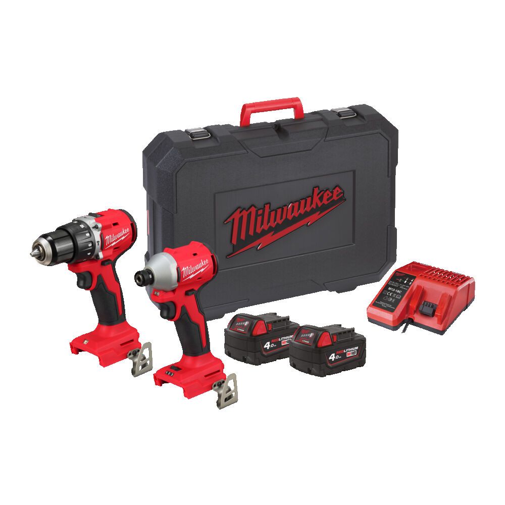 Набір з 2 інструментів акумуляторних безщіткових MILWAUKEE, M18 BLCPP2A-402C (зарядний пристрій М12-18 С, 2 акумулятори М18 В4 4 (4933492827)