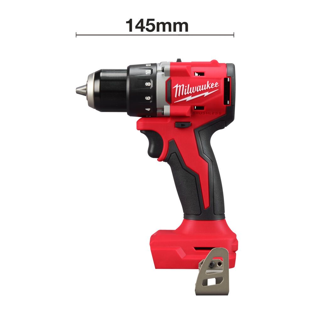 Дриль-шуруповерт акумуляторний безщітковий MILWAUKEE, M18 BLDDRC-0, 60,5Нм, (каркас, кліпса для ременя, картонна упаковка) (4933492831)