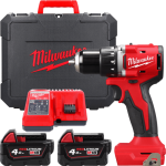 Дриль-шуруповерт акумуляторний безщітковий MILWAUKEE M18 BLDDRC-402C, 60,5Нм (зарядний пристрій М12-18 С, 2 акумулятори М18 В4 4 (4933492834)