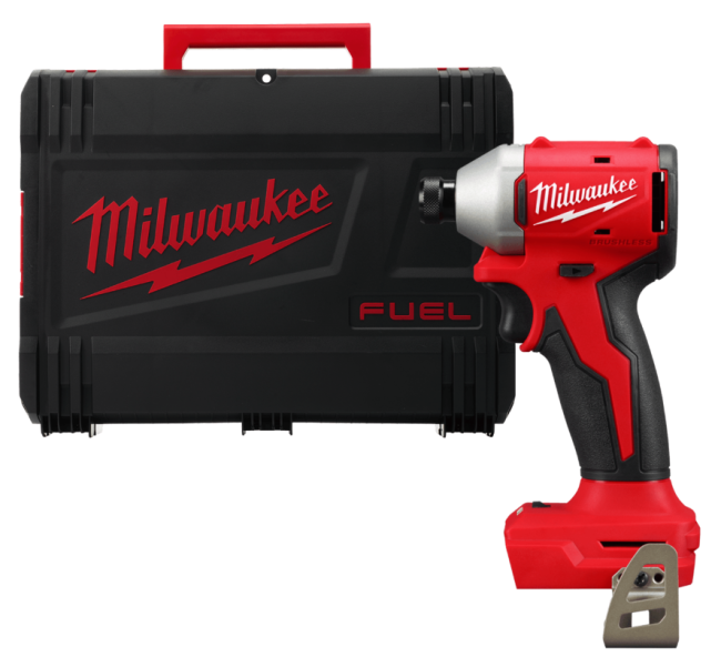 Шуруповерт ударний акумуляторний безщітковий 1/4" HEX MILWAUKEE, M18 BLIDR-0Х, 190Нм (каркас, кліпса для ременя, HDкейс) (4933492842)