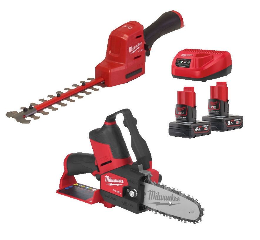 Набір інструмента садового акумуляторного MILWAUKEE M12 FPP2OP2-642 (зарядний пристрій С12, акумулятори М12 В4 4Аг та М12 В6 6Аг (4933493208)