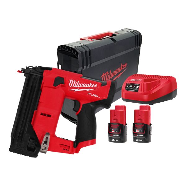 Пістолет цвяхозабивний акумуляторний безщітковий MILWAUKEE, M12 FCN18GS-202X, 16-38мм (зарядний пристрій С12 С, 2 акумулятори М1 (4933493355)