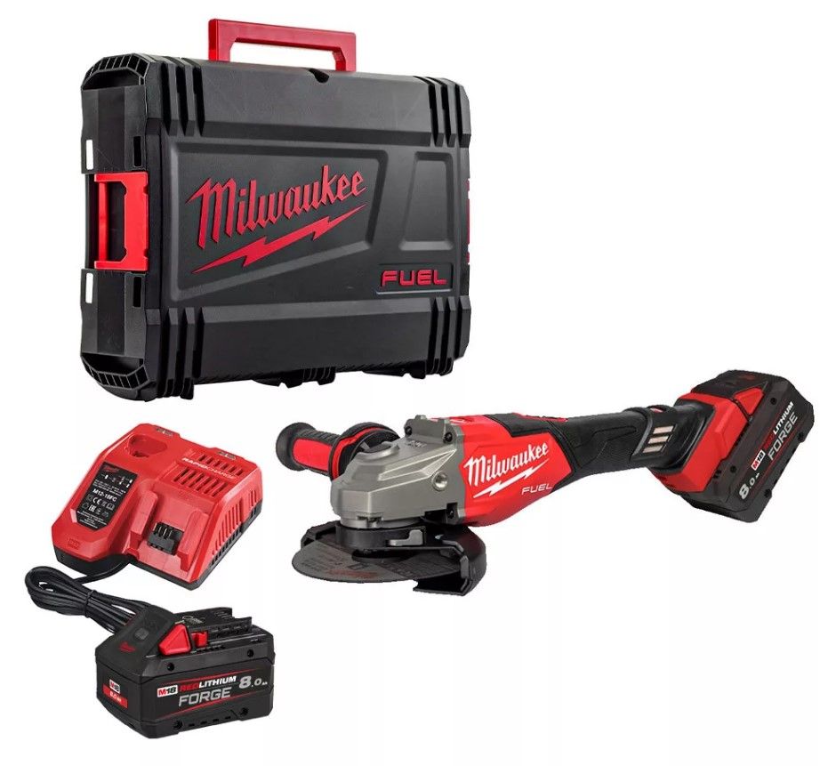 Шліфмашина кутова - болгарка акумуляторна безщіткова MILWAUKEE, M18 FHSAG125XB2-802X, діаметр 125мм (зарядний пристрій M12-18 FC (4933493416)