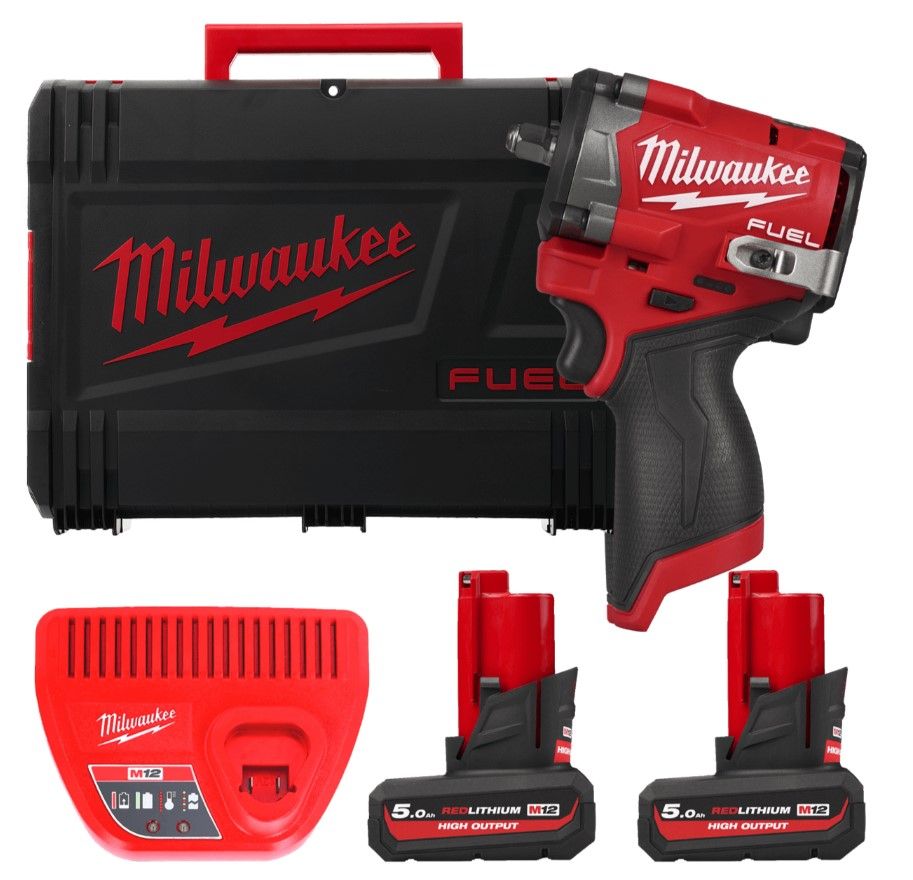 Гайковерт акумуляторний безщітковий 3/8'' MILWAUKEE, M12 FCIWF38G3-502X, 745Нм, з кільцем (зарядний пристрій С12 С, 2 акумулятор (4933493452)