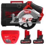 Пила дискова ручна акумуляторна безщіткова MILWAUKEE, M12 FCS442-502X, діаметр 140мм (зарядний пристрій С12 С, 2 акумулятори М12 (4933493489)