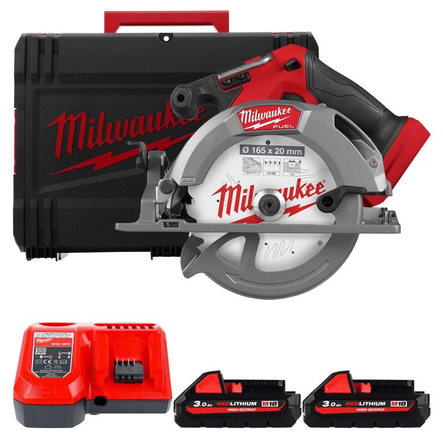 Пила дискова ручна акумуляторна MILWAUKEE, M18 FCS552-302X, діаметр 165мм (зарядний пристрій М12-18 FC, 2 акумулятори М18 НВ3 3А (4933493589)