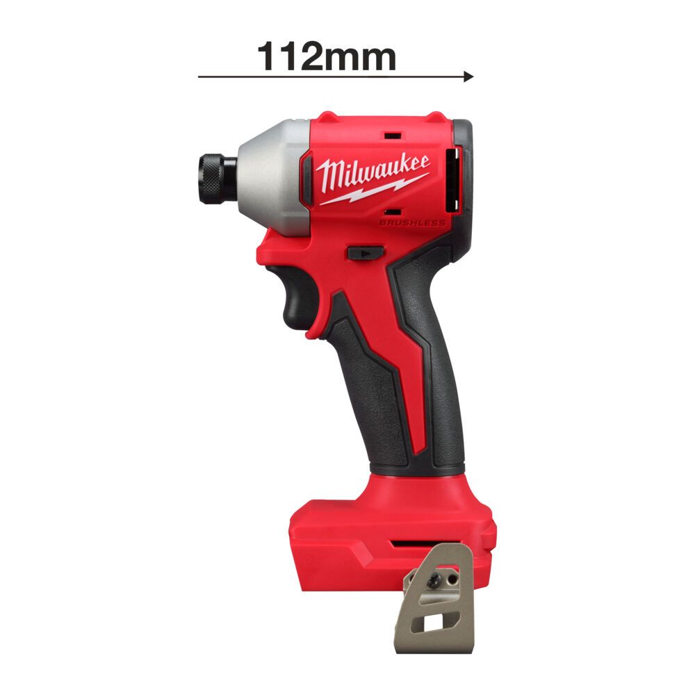 Шуруповерт ударний акумуляторний безщітковий 1/4'' HEX MILWAUKEE, M18 BLIDRC-0. 190Нм (каркас, кліпса для ременя, картонне пакув (4933493920)