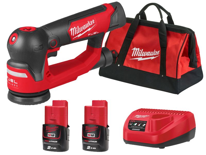 Шліфмашина ексцентрикова акумуляторна безщіткова MILWAUKEE, M12 FSDR75-202B, діаметр 75мм (зарядний пристрій С12 С, 2 акумулятор (4933498233)