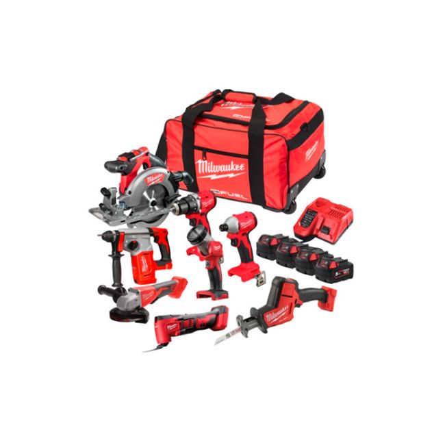 Набір інструментів акумуляторних MILWAUKEE M18 FPP8D-504B (зарядний пристрій M12-18 FC, 4 акумулятори M18 B5 5 Аг, M18 BLDDRC) (4933498562)