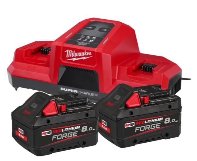 Енергокомплект Li-Ion MILWAUKEE, M18 FORGENRG-802 DBSC (зарядний пристрій M18 DBSC, 2 акумулятори М18 FB8 8Аг, картонне пакуванн (4933498616)