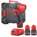 Гайковерт акумуляторний безщітковий 3/8'' MILWAUKEE, M12 FSCIWF38-252X, 305Нм, з кільцем (зарядний пристрій С12 С, 2 акумулятори (4933498970)