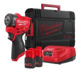 Гайковерт акумуляторний безщітковий 1/4'' MILWAUKEE, M12 FSCIWF14-252X, 136Нм, з кільцем (зарядний пристрій С12 С, 2 акумулятори (4933498974)