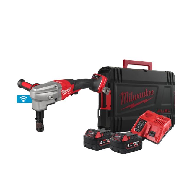 Ножиці висічні по металу акумуляторні безщіткові MILWAUKEE, M18 FNB35-502X, 3,5мм (зарядний пристрій М12-18 FC. 2 акумулятори М1 (4933498983)