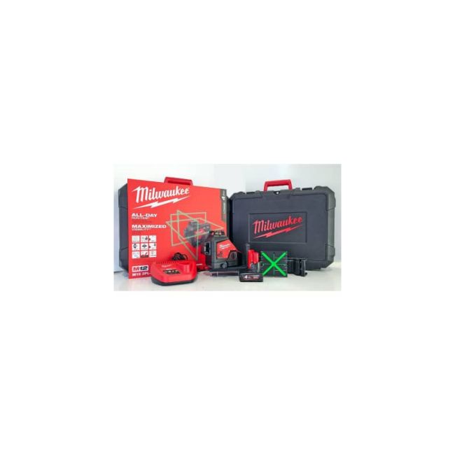 Нівелир лазерний акумуляторний 3D MILWAUKEE M12 A3PLO-401C  (360?, зелений промінь) (ЗУ+1ак.Х4Аг+кейс) (4933499002)