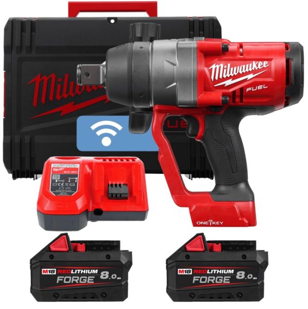 Гайковерт акумуляторный безщітковий 1'' MILWAUKEE, M18 ONEFHIWF1-802X, 2400Нм (зарядний пристрій M12-18 FC, 2 акумулятори M18 FB (4933499254)