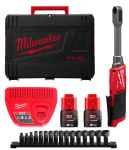 Гайковерт-тріскачка кутовий акумуляторний Hex 14.4мм MILWAUKEE, M12 FPTR-202X, 81Нм (зарядний пристрій С12 С, 2 акумуляториМ12 В (4933499411)
