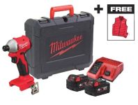 Шуруповерт ударний акумуляторний безщітковий MILWAUKEE M18 BLIDRCMC-402C (190Нм) (+ заряд.пристрій, 2 акум., HD кейс) + жилетка (4933499457)