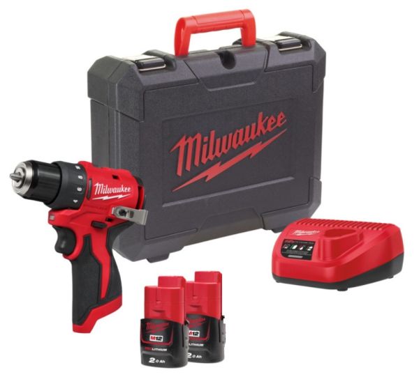 Дриль-шуруповерт акумуляторний безщітковий MILWAUKEE M12 BLDDRC-202C, 40Нм (зарядний пристрій С12, 2 акумулятори М12 В2 2Аг, клі (4933499686)