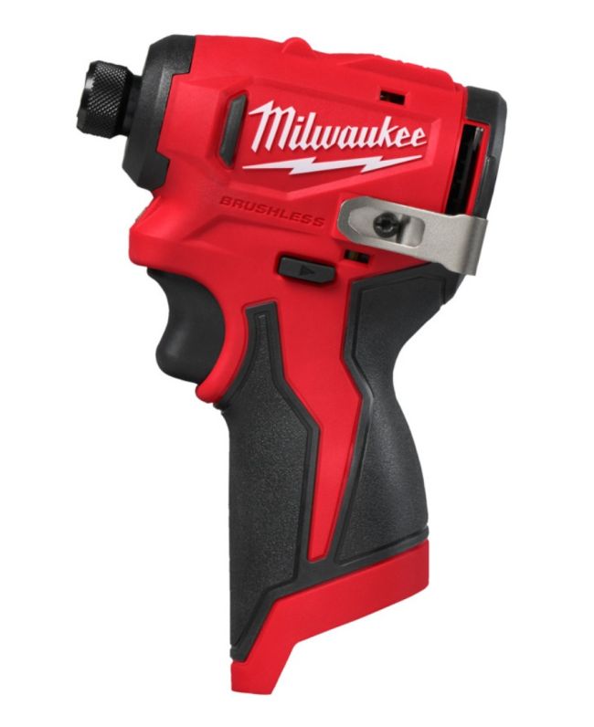 Шуруповерт ударний акумуляторний безщітковий 1/4'' HEX MILWAUKEE, M12 BLIDRC-0, 124Нм (каркас, кліпса для ременя, картонне пакув (4933499689)