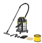 Пилосос акумуляторний будівельний RYOBI R18WDV-0 ONE+ (+ Всмоктуючий шланг, ручка, телескопічна штанга, насадка для підлоги, щіл (5133004724)