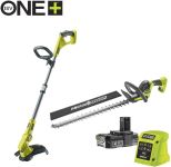 Комбінований садовий комплект RYOBI RY18LT18HTA-120 18V ONE+ (1x бездротовий триммер для трави 30 см, 1x бездротовий триммер для (5133005619)