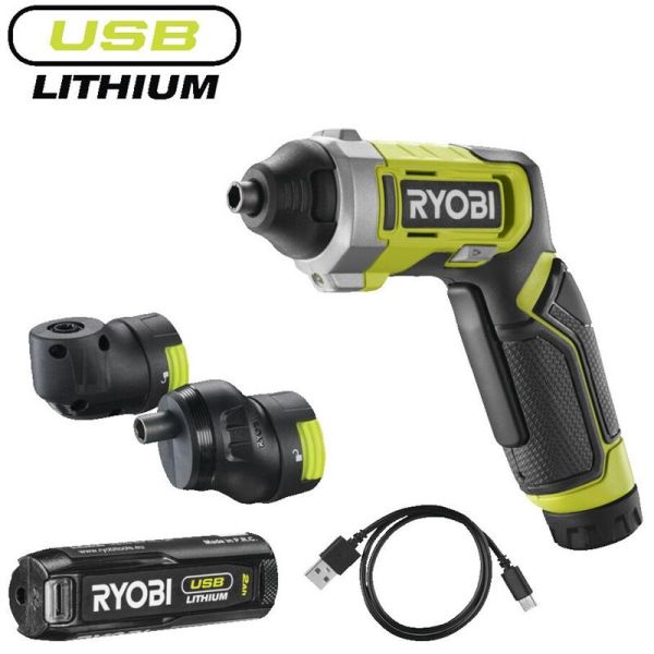 Викрутка акумуляторна Ryobi USB Lithium RSD4-120TA2 4В (1х2Аг) 5Нм,  200об/хв (5133006211)