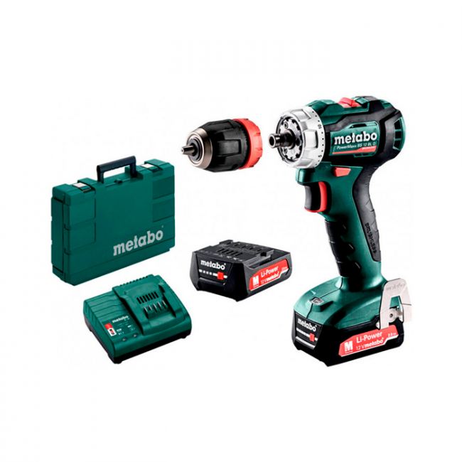Акумуляторний шуруповерт Metabo POWERMAXX BS 12 BL Q, 2 акб 12 В Li-Power 2.0 Ah, з/п, кейс (601039500)