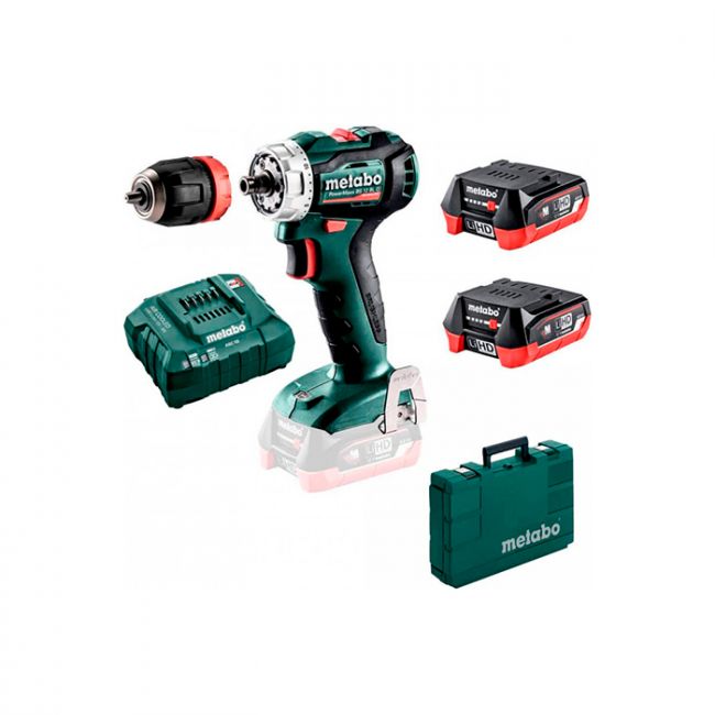 Акумуляторний шуруповерт Metabo POWERMAXX BS 12 BL Q, 2 акб 12 В LiHD 4.0 Ah, з/п, кейс (601039800)