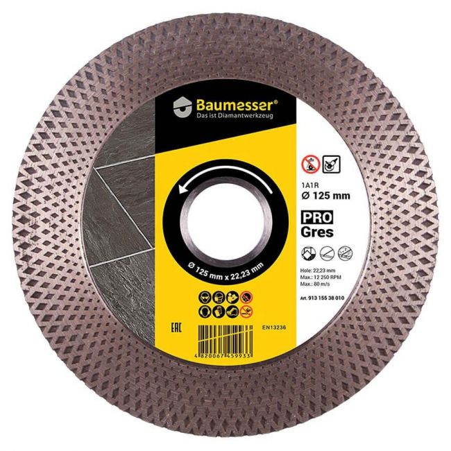 Диск алмазний по керамічній плитці Baumesser 1А1R PRO Gres 125x22.2x2 мм (91315538010)