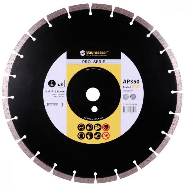 Диск алмазний відрізний Baumesser 1A1RSS/C3-H 350x3,5/2,5x10x25,4-24 F4 Asphalt Pro (94320005024)