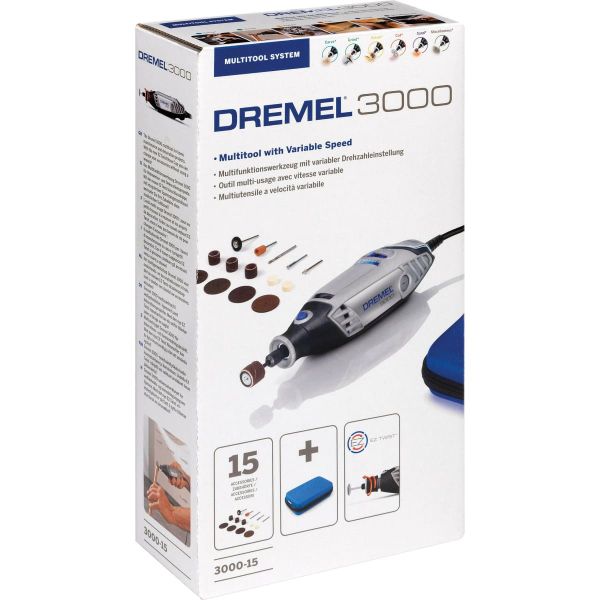 Многофункциональный инструмент Dremel 3000 (3000-15) в мягком кейсе с 15 насадками (F0133000JL)